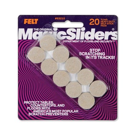 MAGIC SLIDERS Felt Self Adhesive Protective Pads Oatmeal Round 3/4 in. W X 3/4 in. L , 20PK 63215